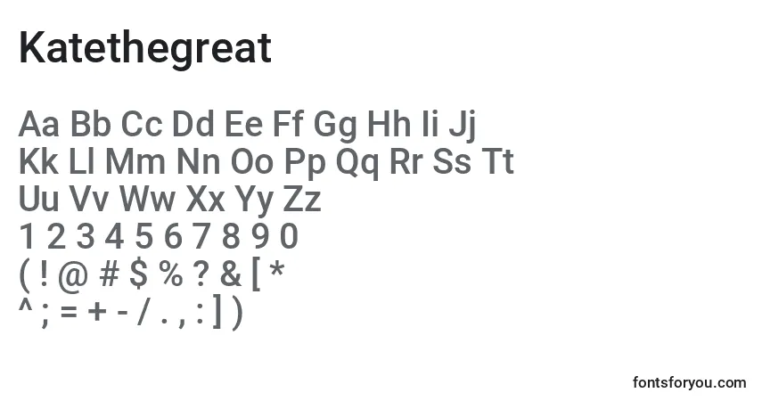 A fonte Katethegreat – alfabeto, números, caracteres especiais