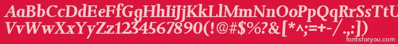JessicaBoldItalic-fontti – vaaleanpunaiset fontit punaisella taustalla