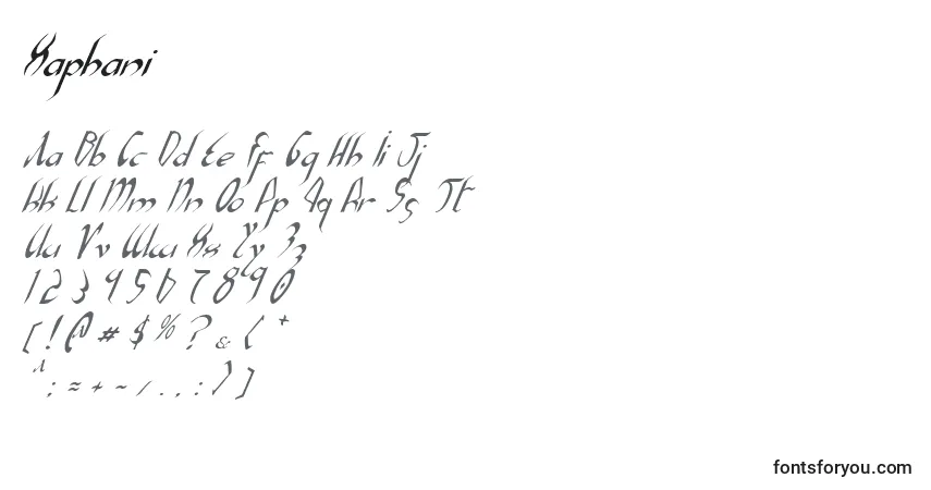 Schriftart Xaphani – Alphabet, Zahlen, spezielle Symbole