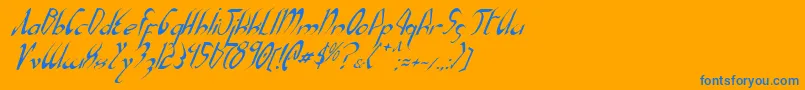 Xaphani-Schriftart – Blaue Schriften auf orangefarbenem Hintergrund