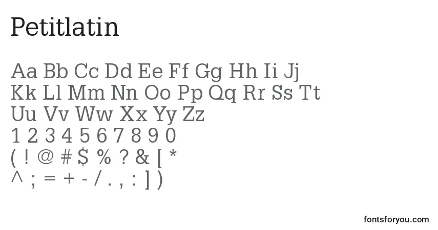 Шрифт Petitlatin – алфавит, цифры, специальные символы