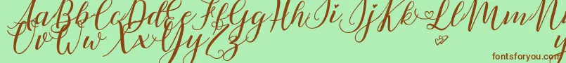 LovelyDayPersonalUse-fontti – ruskeat fontit vihreällä taustalla