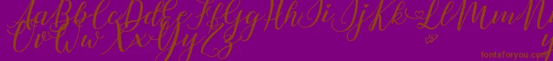 フォントLovelyDayPersonalUse – 紫色の背景に茶色のフォント