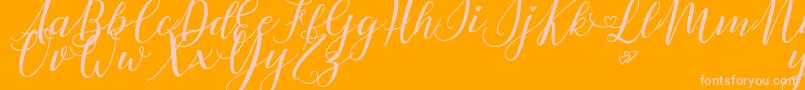 LovelyDayPersonalUse-fontti – vaaleanpunaiset fontit oranssilla taustalla