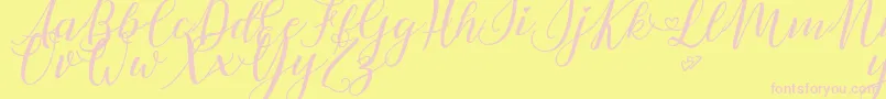 LovelyDayPersonalUse-fontti – vaaleanpunaiset fontit keltaisella taustalla
