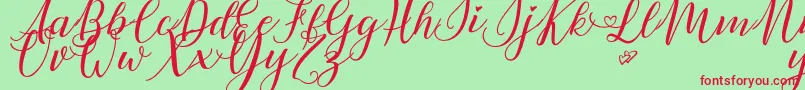 LovelyDayPersonalUse Font – Red Fonts on Green Background