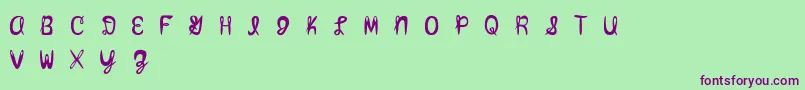 Fonte Amixmutt – fontes roxas em um fundo verde