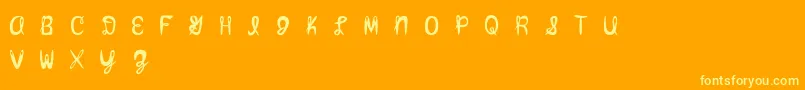 Amixmutt-Schriftart – Gelbe Schriften auf orangefarbenem Hintergrund