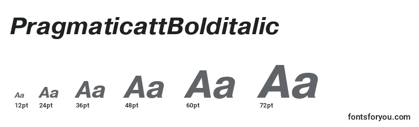 Размеры шрифта PragmaticattBolditalic