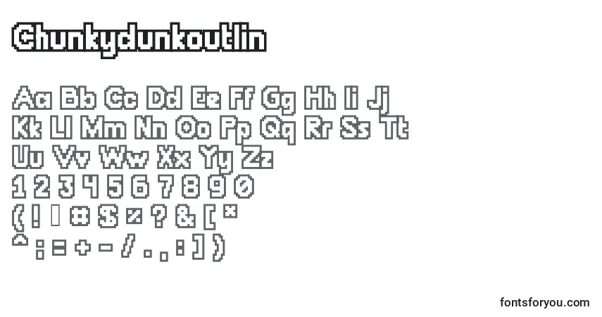 Czcionka Chunkydunkoutlin – alfabet, cyfry, specjalne znaki