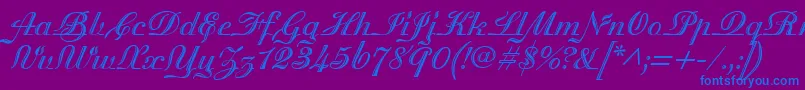 MadisonianEngraved-Schriftart – Blaue Schriften auf violettem Hintergrund