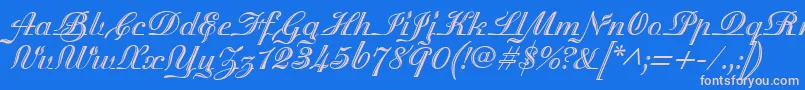 MadisonianEngraved-Schriftart – Rosa Schriften auf blauem Hintergrund