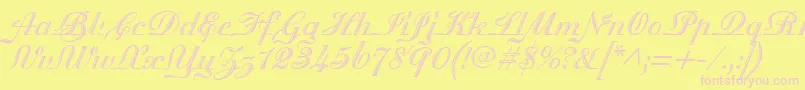 MadisonianEngraved-Schriftart – Rosa Schriften auf gelbem Hintergrund