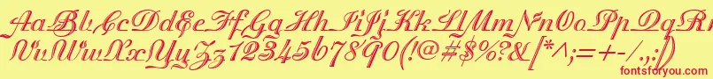 Police MadisonianEngraved – polices rouges sur fond jaune