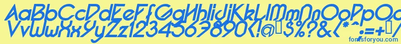 PacotillItalBold Font – Blue Fonts on Yellow Background