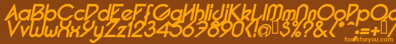 PacotillItalBold-Schriftart – Orangefarbene Schriften auf braunem Hintergrund