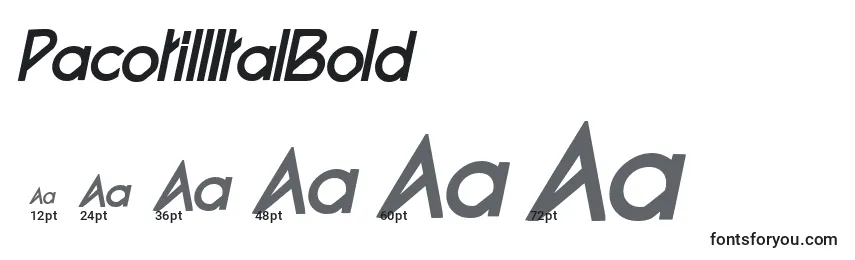 PacotillItalBold Font Sizes