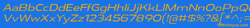 AthabascaExBkIt-Schriftart – Orangefarbene Schriften auf blauem Hintergrund