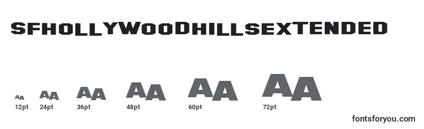 SfHollywoodHillsExtended Font Sizes