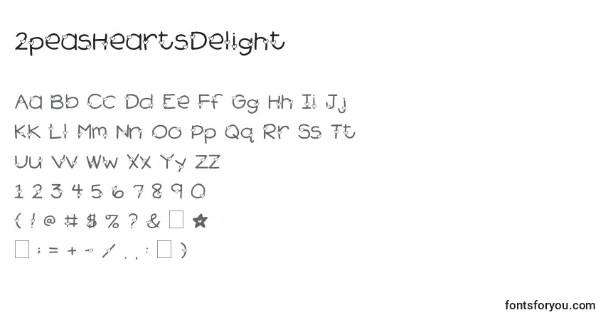 Schriftart 2peasHeartsDelight – Alphabet, Zahlen, spezielle Symbole