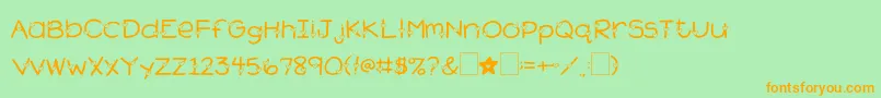 2peasHeartsDelight-Schriftart – Orangefarbene Schriften auf grünem Hintergrund