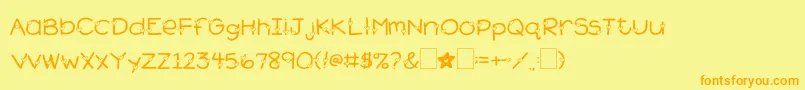 2peasHeartsDelight Font – Orange Fonts on Yellow Background