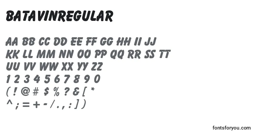 BatavinRegular Font – alphabet, numbers, special characters