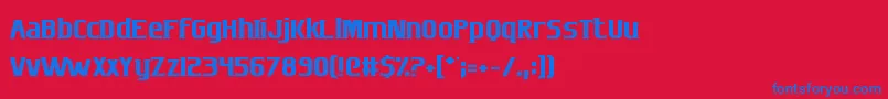 SconesAndCrossbows-Schriftart – Blaue Schriften auf rotem Hintergrund