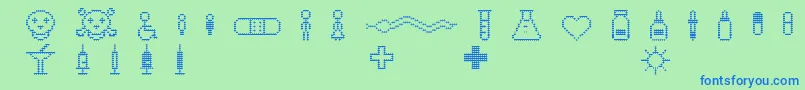 Fonte Pharmapicto – fontes azuis em um fundo verde
