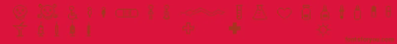Pharmapicto-Schriftart – Braune Schriften auf rotem Hintergrund