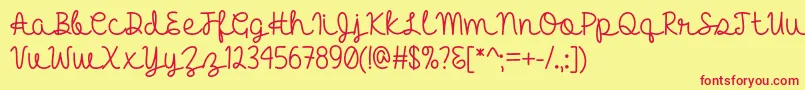 HelloHeartacheOtf Font – Red Fonts on Yellow Background