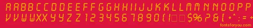 フォントLiquidcrystal – 赤い背景にオレンジの文字