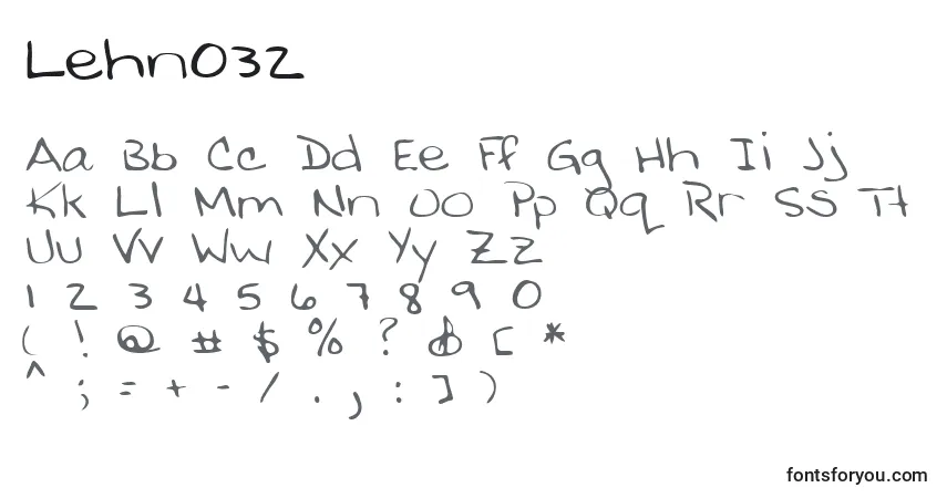A fonte Lehn032 – alfabeto, números, caracteres especiais
