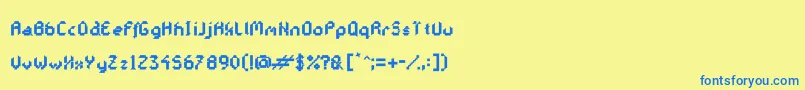 Saiba mais sobre a fonte GalacticasExtrabold Fonte GalacticasExtrabold – fontes azuis em um fundo amarelo