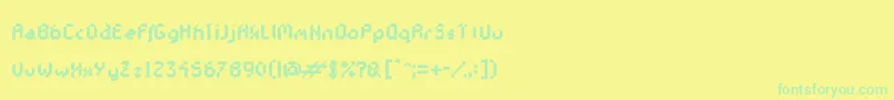 フォントGalacticasExtrabold – 黄色い背景に緑の文字