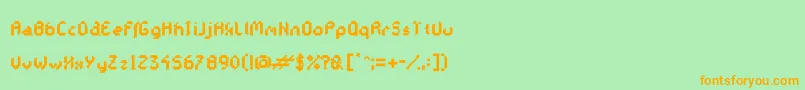 フォントGalacticasExtrabold – オレンジの文字が緑の背景にあります。