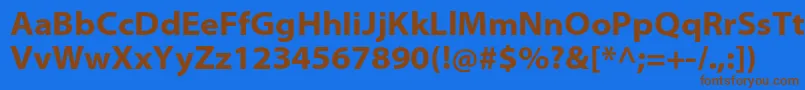 フォントMyriadproBoldsemiext – 茶色の文字が青い背景にあります。