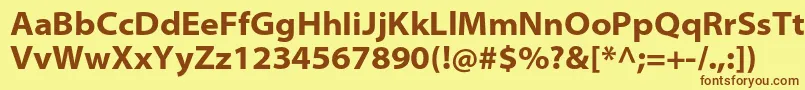 フォントMyriadproBoldsemiext – 茶色の文字が黄色の背景にあります。