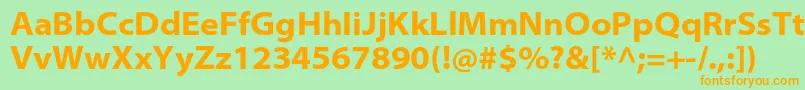 フォントMyriadproBoldsemiext – オレンジの文字が緑の背景にあります。