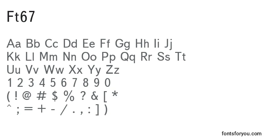 Schriftart Ft67 – Alphabet, Zahlen, spezielle Symbole