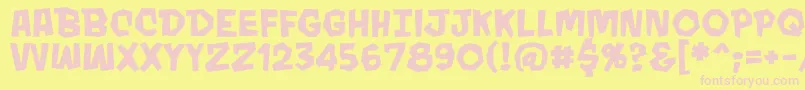 MondobeyondoBbBold-fontti – vaaleanpunaiset fontit keltaisella taustalla