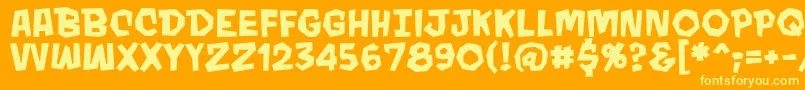 MondobeyondoBbBold-Schriftart – Gelbe Schriften auf orangefarbenem Hintergrund