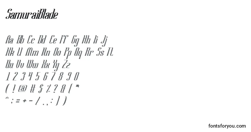 Fuente SamuraiBlade - alfabeto, números, caracteres especiales