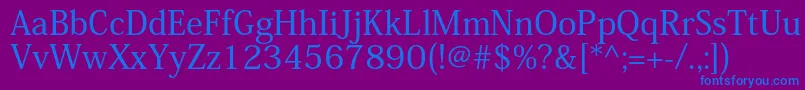 フォントKozminproMedium – 紫色の背景に青い文字