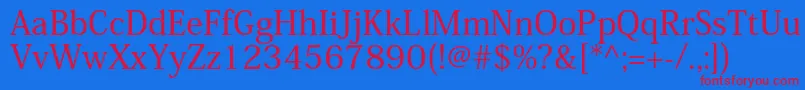 KozminproMedium-Schriftart – Rote Schriften auf blauem Hintergrund