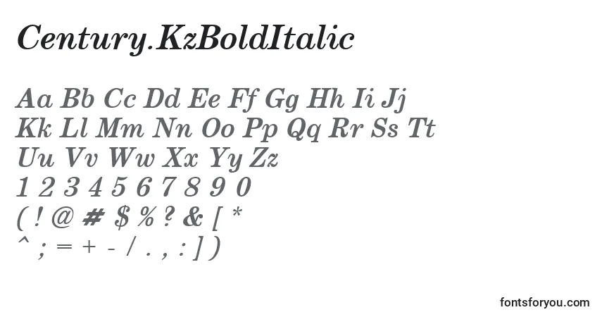 Police Century.KzBoldItalic - Alphabet, Chiffres, Caractères Spéciaux