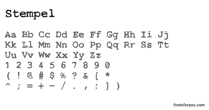 Шрифт Stempel – алфавит, цифры, специальные символы