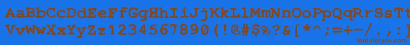 フォントStempel – 茶色の文字が青い背景にあります。