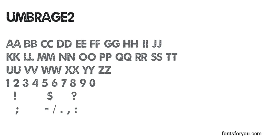 Schriftart Umbrage2 – Alphabet, Zahlen, spezielle Symbole
