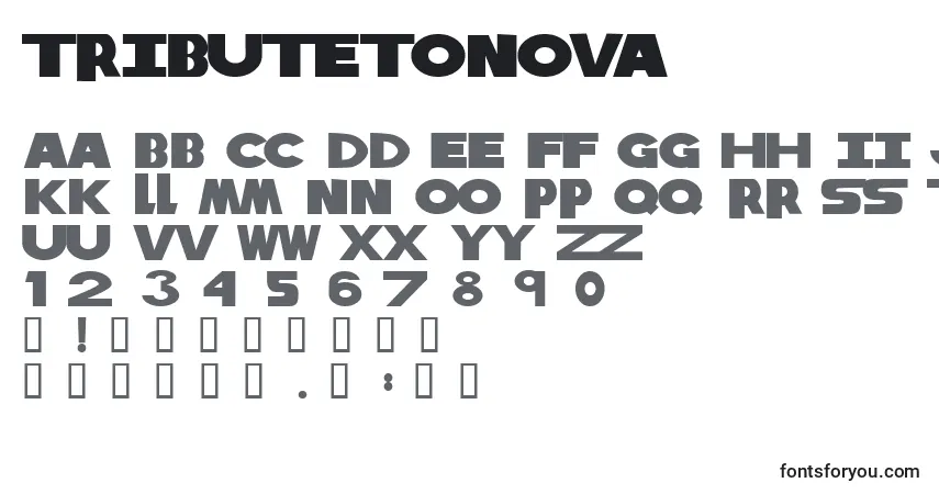 Fuente TributeToNova - alfabeto, números, caracteres especiales